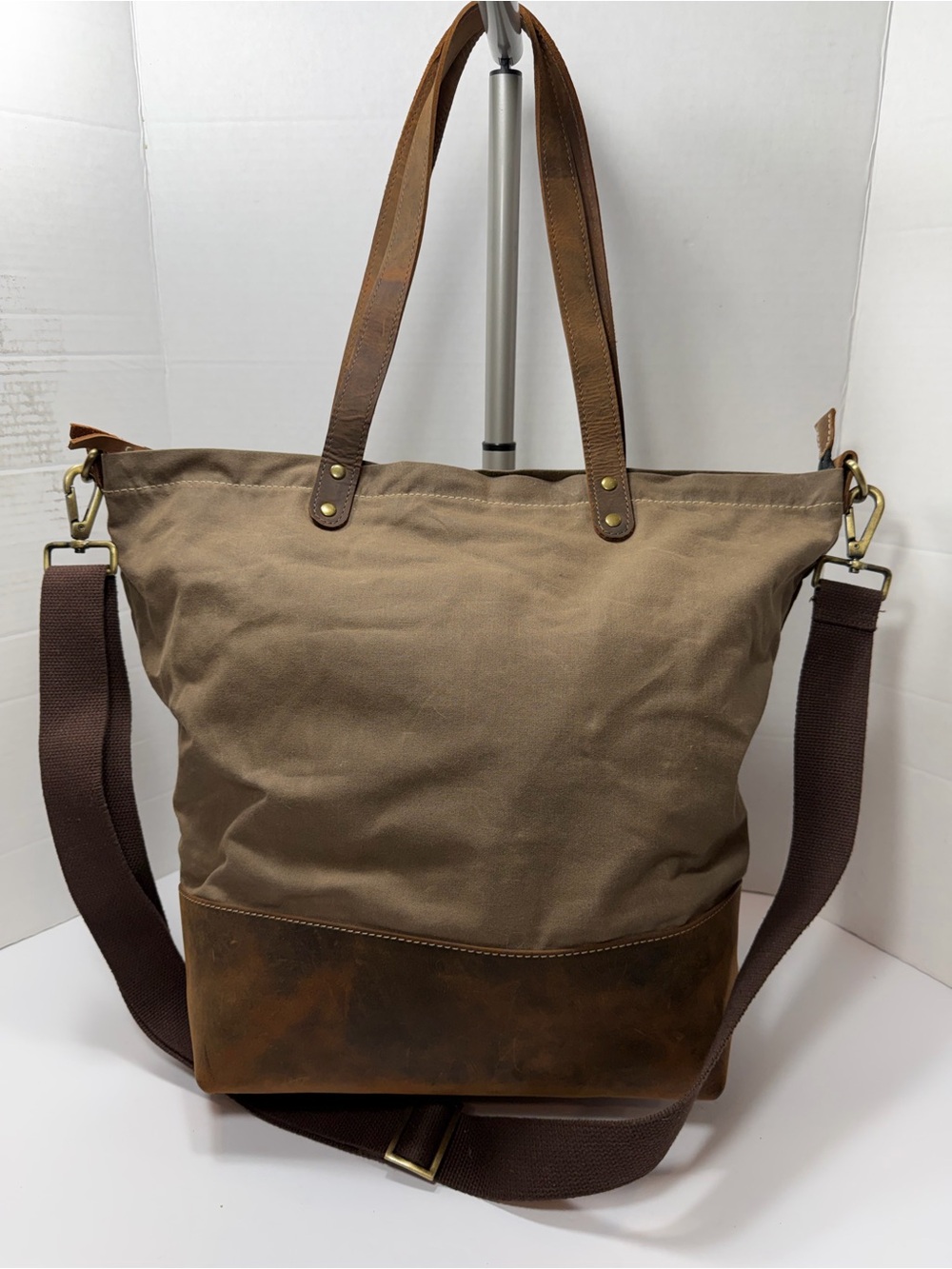 KIKO LEATHER BOYFRIEND TOTE CANVAS | OLIVE